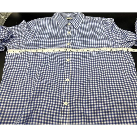 L.L. Bean Womens Blue White Check Long Sleeve Cotton Button Up Blouse Top Sz L - Picture 6 of 9